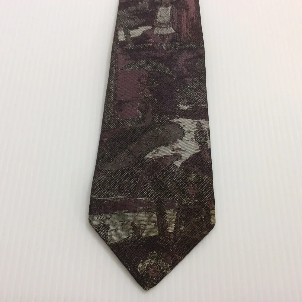 Salem Town Vintage MENS TIE NECKTIE 3.25 in Purple Gray Black Girl in the Shadow